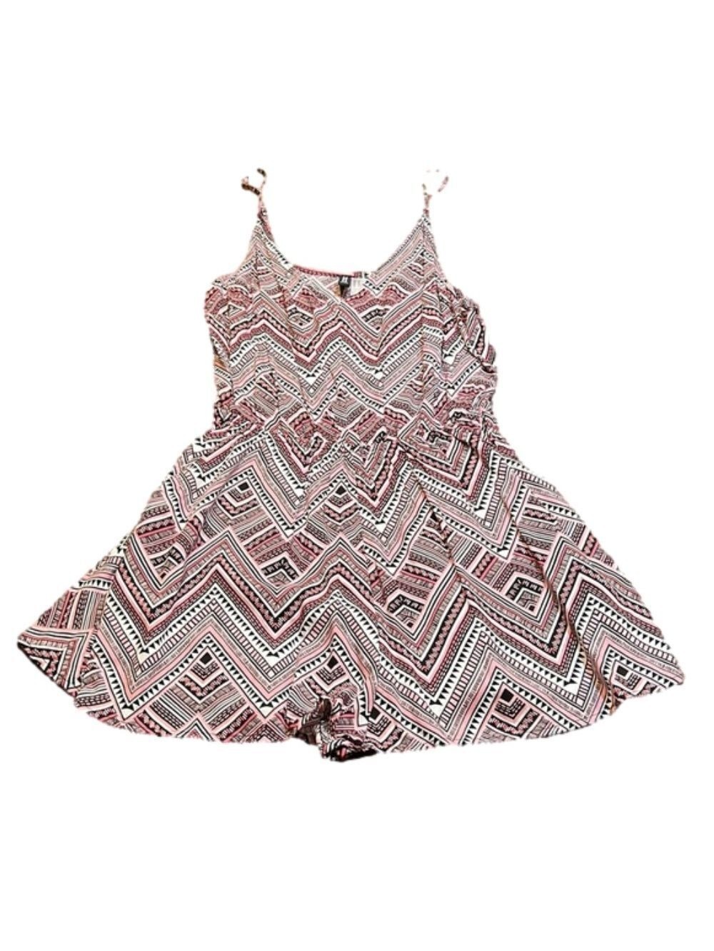 H&M DIVIDED Black & Pink Print Romper Size 10 NWT!
